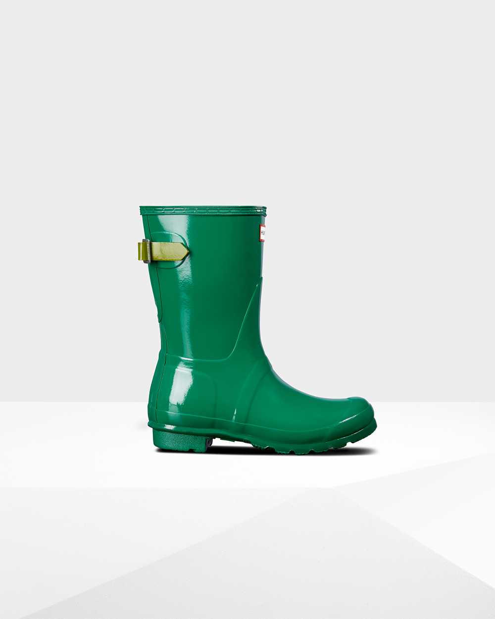 Botas De Agua Mujer - Hunter Original Short Back Adjustable Gloss Verde - LKPIMO-085 - Verde